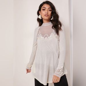 Free people cream saheli long sleeve high neck top size medium NWT